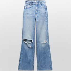 Zara TRF RIPPED WIDE LEG JEANS